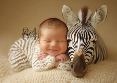 Ed the Zebra Posing with a Baby for a Portrait