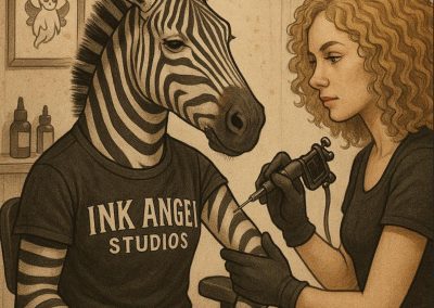 Ed the Zebra getting a Tattoo