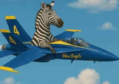 Ed the Zebra Flying Blue Angels Jet