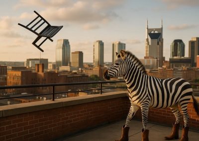 Ed the Zebra Throwing a Chair off a Rooftop in Nashville