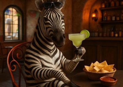Ed the Zebra Enjoying Happy Hour