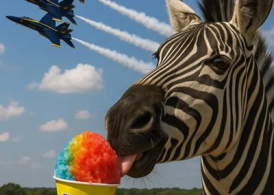 Ed the Zebra Enjoying Kona Ice