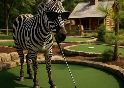 Ed the Zebra Playing Mini Golf