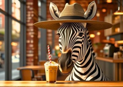 Ed the Zebra at Split Bean Coffee