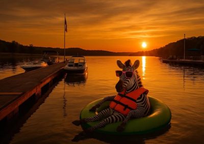 Ed the Zebra on an Innertube